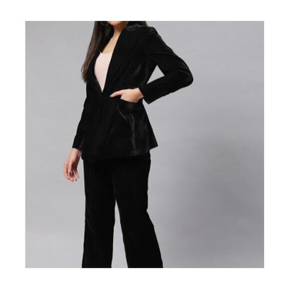 PowerSutra Velour Velvet Finnish Jacket Women Sz 11XL Black Office Holiday New - Picture 2 of 12